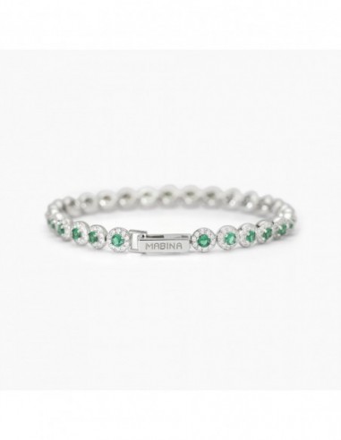 Bracciale tennis MABINA Milanesienne 533824-18 in argento e smerald